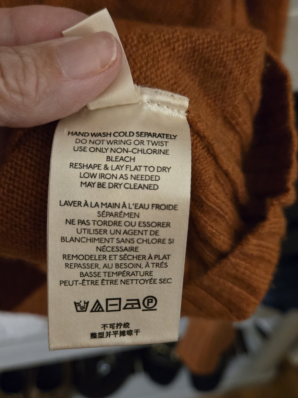 Free People Burnt Orange Mock Neck Cashmere Sweater - Picture 5 of 6